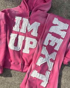 Prix raisonnable Survêtement de broderie en détresse pour hommes matériau léger et durable meilleur design Survêtement de broderie en détresse pour hommes - Product Image 3