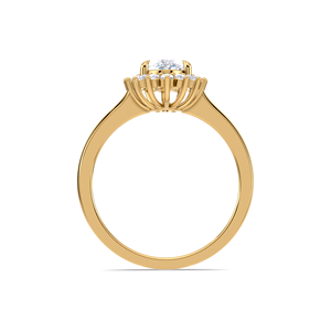 Bague de fiançailles de luxe avec double halo de diamants de 1,50 ct en or jaune, blanc et rose 18 carats |   Bague de mariage ronde brillante effet soleil - Product Image 4