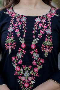Designer Embroidery Sequence Work Viscose Chinon <b>Kurti</b> With Viscose Chinon Bottom And Organza Tabby Dupatta Set - Product Image 3