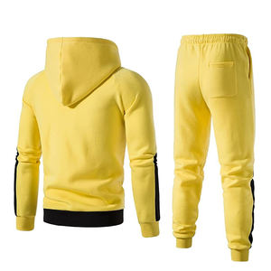 Venta caliente Mens Slim Fit Zipper up Chándales Trendy Yellow Streetwear Conjunto completo Diseño personalizado para entrenamiento de gimnasia y activo - Product Image 2