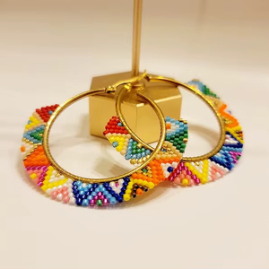 Pendientes de cuentas bohemios con diseño turquesa y cuentas de vidrio con flecos en cascada y regalo de joyería único de MS Handicraft - Product Image 1