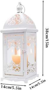 Lanternes à bougies blanches pour la décoration de la maison et des mariages, supports de bougies en métal et en verre, prix de gros en provenance d'Inde - Product Image 2