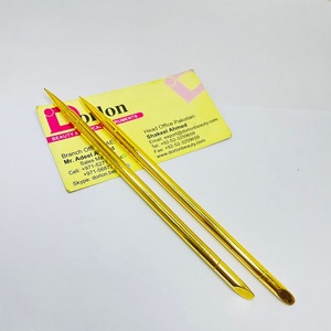 ที่ดันหนังกำพร้าปลายสองด้านชุบทอง สแตนเลส สำหรับทำเล็บ  รับผลิตแบบกำหนดเองและติดฉลากส่วนตัว สำหรับดูแลเล็บ - Product Image 2