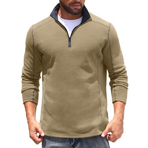 Sudaderas de Alta Calidad, Transpirables, de Algodón y Poliéster, Color Sólido, Estilo Casual, Corte Regular, Estilo Moderno, con Cierre de Cremallera de un Cuarto - Product Image 1