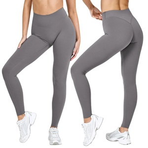Leggings de yoga para mujer con cintura alta elástica cruzada, sin costura frontal, efecto reloj de arena, control de abdomen, levantamiento de glúteos, suaves y moldeadores. - Product Image 1
