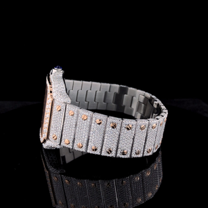 Lujo VVS Moissanite Diamond Reloj de moda de cuarzo para hombre Chapado en oro blanco Acero inoxidable Vidrio cuadrado Hip Hop Deportes de negocios - Product Image 3