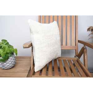 Vintage Pattern 18x18 Inch Beige Wool Farmhouse Rug with <b>Pillow</b> Hand Woven Rustic Design - Product Image 2