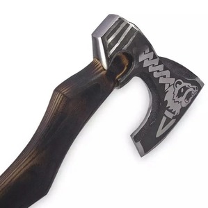<b>Viking</b> Raven <b>Axe</b> Handmade <b>Viking</b> <b>Axe</b> for Camping <b>Axe</b> Etching on Head With Leather Sheath Sharp Blade - Product Image 3