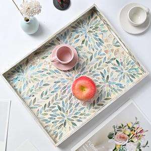 Best Choice Mother of Pearl Inlay Tray Charger <b>Plates</b> OEM Variety of Designs Customized Ramadan Serving Tray - Product Image 6