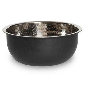 Bol à fruits en fer martelé fait à la main, grand, noir et or, support en fer forgé, forme de cuve japonaise, vaisselle de luxe écologique - Product Image 4