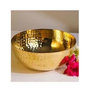 Elegante tazón de servir de acero inoxidable para buffet de bodas y banquetes con diseño martillado duradero - Product Image 1