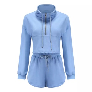 GAF Wholesale High Quality Women's Hoodies Rib High Neck Front Half Zip Long Sleeve Hoodie for Women - Product Image 2