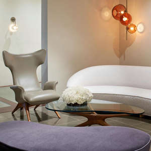 Fauteuil de salon Ondine en cuir, style Mid-Century Modern, pour chambre, salon, salle à manger, usage domestique, personnalisable, vente en gros - Product Image 5