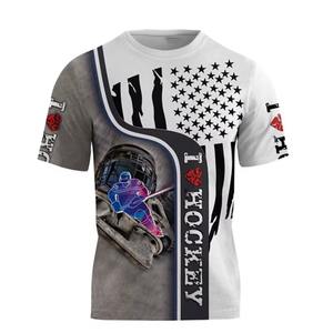 Camiseta Deportiva de Hockey sobre Hielo con Estampado 3D de Transferencia Térmica, Transpirable, 100% Poliéster, Personalizable con Nombre de Equipo, Unisex para Hombre - Product Image 2