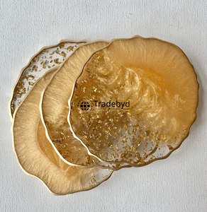 Sous-verres en résine faits à la main, résistants à la chaleur, 4x4 pouces, style luxueux, ensemble de sous-verres pour boissons, disponibles en différentes couleurs, Tradebyd - Product Image 1