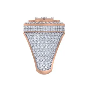 Luxe glacé Hip Hop 10K 925 argent coupe ronde VVS Moissanite diamant Halo fiançailles bague de mariage bijoux fins pour les femmes - Product Image 4