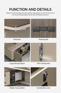 Contemporary Sustainable Executive Wood <b>Desk</b> with Integrated Cable Management and Conference Extension - Product Image 3
