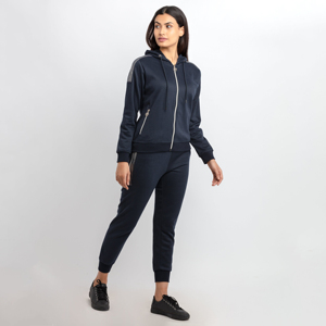 Logo privé Survêtement à capuche avec fermeture éclair pour femmes Meilleur prix pas cher Ensemble deux pièces avec fermeture éclair coupe ajustée - Product Image 5