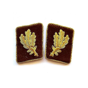 Wholesale Staff Patch Gorget <b>Collar</b> Hand Embroidered Braided With Brass Button Clip Custom Chrome Plated Fabric Pu Main Material - Product Image 6