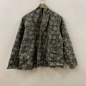 100% multicolore coton main bloc imprimé avec Kantha point feuille imprimé matelassé veste courte main bloc imprimé fleuri veste - Product Image 1