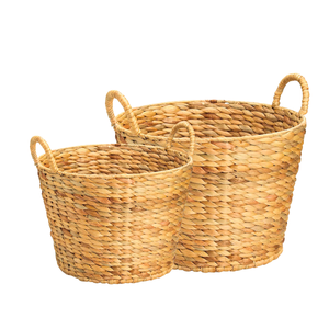 Cesta de lavandería ecológica con tejido de jacinto de agua, Marco y asas de Vietnam - Product Image 1