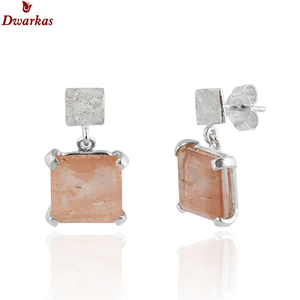 Último diseño promocional hecho a mano 925 plata esterlina doblete Esmeralda cuarzo piedra preciosa textura pendientes para damas y niñas - Product Image 6