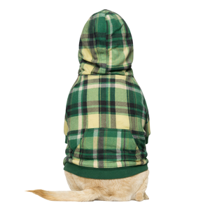 Green Plaid Dog <b>Hoodie</b> Soft Fleece Pet Sweatshirt With Hood Cozy Warm Pullover Winter Wear For Small Medium Dogs - Product Image 2