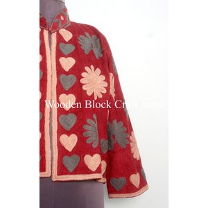 Chaqueta Floral Bordada de Otoño/Invierno para Mujer, Abrigo Étnico Hecho a Mano con Forro de Algodón, Estilo Bohemio con Logotipo Frontal - Product Image 2