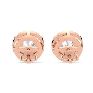 IGI Certified Lab Grown Diamond Double Halo Stud Earrings 14K Yellow / White / Rose Gold Round Diamond Cluster Halo Studs - Product Image 2