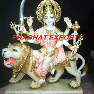Statue d'Elegant Durga Maa en marbre, faite à la main, sculpture architecturale traditionnelle indienne, pour décoration intérieure, jardin, temple, exposition - Product Image 2