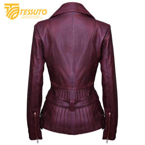 Chaqueta de cuero auténtico para mujer 100%, nueva chaqueta de cuero genuino de motorista informal y elegante en embalaje Premium - Product Image 5