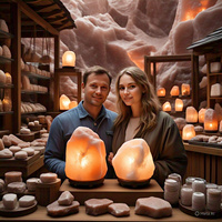 Emballage personnalisé 12-15 Kgs lampe au sel de l'Himalaya biologique meilleure qualité écologique amour Feng Shui croix décoration de la maison fleur