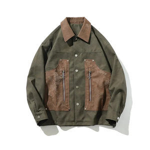 Chaquetas de solapa de primavera y otoño para hombre de Massgorule, abrigos de retales retro, chaquetas de cuero estampadas versátiles, chaquetas de trabajo de alta calidad - Product Image 1
