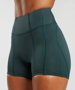 Shorts de sport pour femmes, couleur unie, respirants, lavés, taille haute, élastiques, style hip-hop - Product Image 3