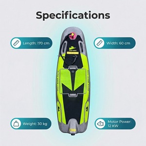 Nueva Tabla de Surf Eléctrica con Chaleco Salvavidas, Correa para el Pie, Bolsa de Almacenamiento, 12KW, 4.4KWH, 52KMH, IP67, Kit para Adultos - Product Image 3