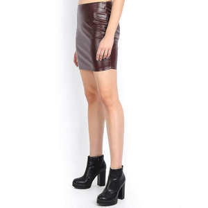 Women's <b>High</b> Quality Crocheted Leather Natural Waist Bodycon <b>Knee</b>-Length Skirt Anti-Static for Club Streetwear Casual Look - Product Image 2