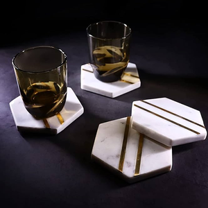 Posavasos de mármol para tazas, soporte de latón, manualidades para whisky, vino, café y té, posavasos, precio al por mayor - Product Image 4