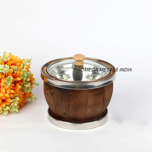 Haute qualité de luxe arabe Design métal bois Hotpot et chauffe-aliments émail enduit casserole Pot cuisinière à gaz moyen-orient vaisselle - Product Image 1