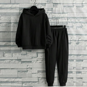 High Quality 2-Piece Set Customizable <b>Skinny</b> <b>Joggers</b> Pants Solid Pattern Sweatshirt Sweatpants Casual Knit Plain Dyed Design - Product Image 1