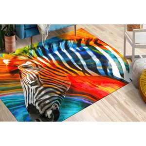Tapis imprimé zèbre - Tapis d'entrée 3D coloré à motif animal, tapis d'escalier, tapis en chenille - Product Image 1