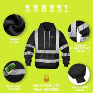 Veste polaire de sécurité bicolore sweat à capuche pour hommes vente populaire polaire lourde vêtements de sécurité sweat à capuche veste en coton - Product Image 3