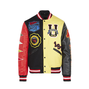 Custom Handmade <b>Brown</b> <b>Wool</b> Body With Gold Genuine Cowhide Leather Sleeves Baseball Bomber Letterman Jacket - Product Image 5