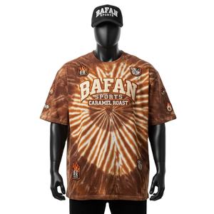 Camiseta de Hombre 100% Algodón, Camiseta con Lavado Ácido, Algodón Premium de Peso Pesado, Sensación Suave, Tinte Marrón, Parche de Bordado Personalizado con Logotipo - Product Image 1