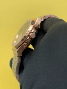 Reloj de pulsera analógico automático mecánico de acero inoxidable tono rosa de 41mm de estilo moderno para hombres moda deportiva a precio al por mayor - Product Image 3