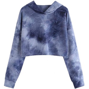 Sweat-shirt à capuche court tie-dye en gros OEM, sweat-shirt à capuche personnalisé, sweat-shirt court pour femmes - Product Image 1