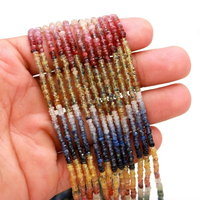 Chaîne de perles multi-pierres précieuses 4mm-5mm Rubis Saphir Pierres précieuses - Pierres précieuses Mehrajudin AA-115 Certifiées par un tiers pour la bijouterie