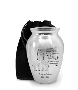 Urna conmemorativa de recuerdo decorativa de acero inoxidable para la pérdida de Niños de urnas plateadas de tamaño personalizado - Product Image 1