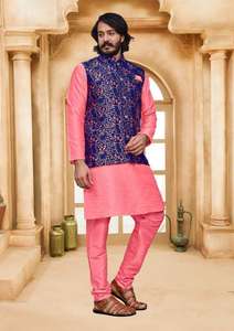Maruti-Ensemble Kurta Payjama en soie pour hommes, veste Modi pour mariage, vêtements indiens et pakistanais, vente en gros prêts à l'exportation - Product Image 3
