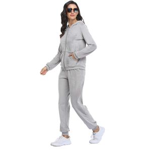 Fabricants de vêtements Automne Hiver 2025 Vêtements pour femmes Sweat-shirt à fermeture éclair personnalisé délavé à l'acide Pantalon de survêtement pour femmes Ensemble 2 pièces - Product Image 2