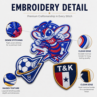 Écusson brodé personnalisé avec logo de mascotte et bouclier sportif, thermocollant pour vestes, chapeaux, sacs, uniformes et vêtements d'équipes et de clubs